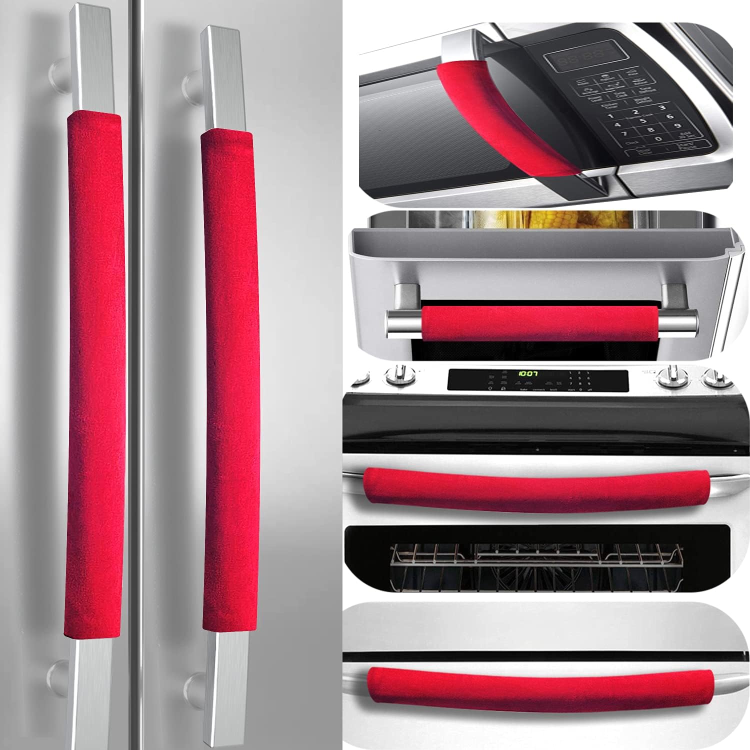6 PCS Refrigerator Door Handle Covers, Velvet Christmas Red Decors Keep Appliance Clean for Fridge Microwave Stove Bathroom Keep Off Stains Dust Fingerprint Prevent Spread (Red) 6 PCS Refrigerator Door Handle Covers, Velvet Christmas Red Decors Keep Appliance Clean for Fridge Microwave Stove Bathroom Keep Off Stains Dust Fingerprint Prevent Spread (Red)