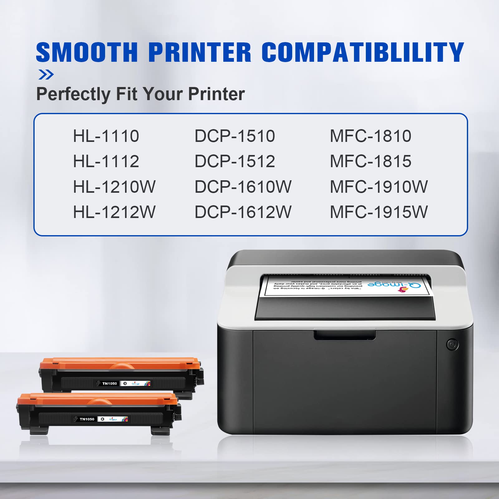 Q-image TN1050 Compatibili per Brother TN-1050 TN 1050 Cartucce Toner per Brother DCP1612W DCP-1612W HL-1110 HL-1210W HL-1112 HL-1212W DCP-1510 DCP-1610W MFC-1810 MFC-1910W DCP-1512 (2 Nero)