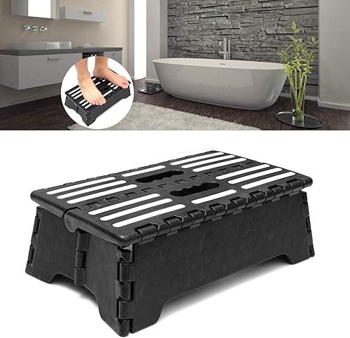 Miniatura 4 de Taburete plegable portátil de 5 pulgadas, taburete corto de plástico ligero resistente y seguro, aumento de altura de medio paso para personas