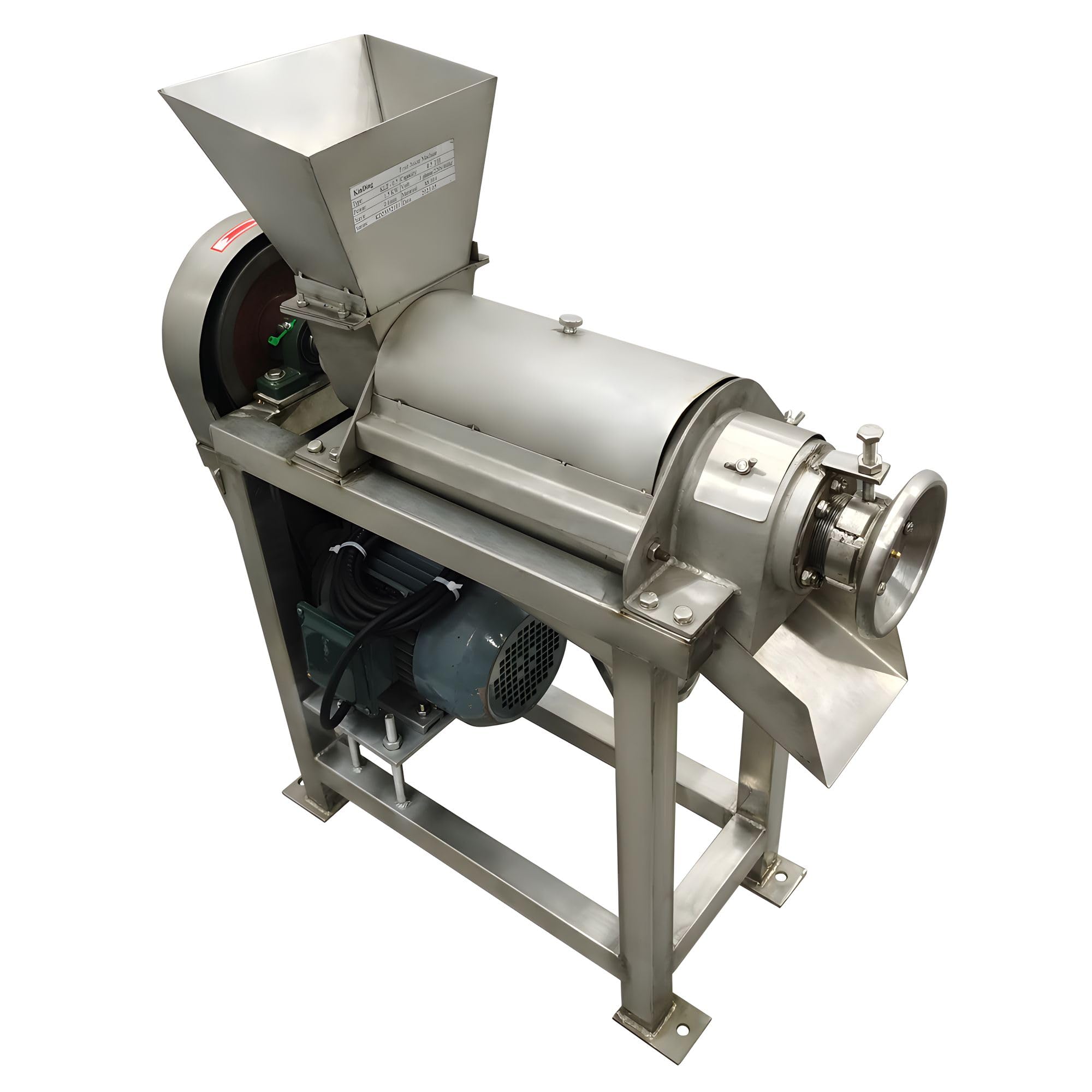 Banfluxion 220V 1500W Fruit and Vegetable Crusher Juicer Stainless Steel Commercial Spiral Fruit and Vegetable Juice Extractor 0.5T/H 0.6mm Sieve 3PH