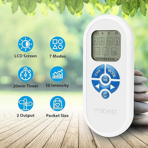Miniatura 4 de MIBEST Unidad TENS portátil - Masajeador de pulso electrónico - Máquina estimuladora muscular para mujeres y hombres - Estimulador muscular de