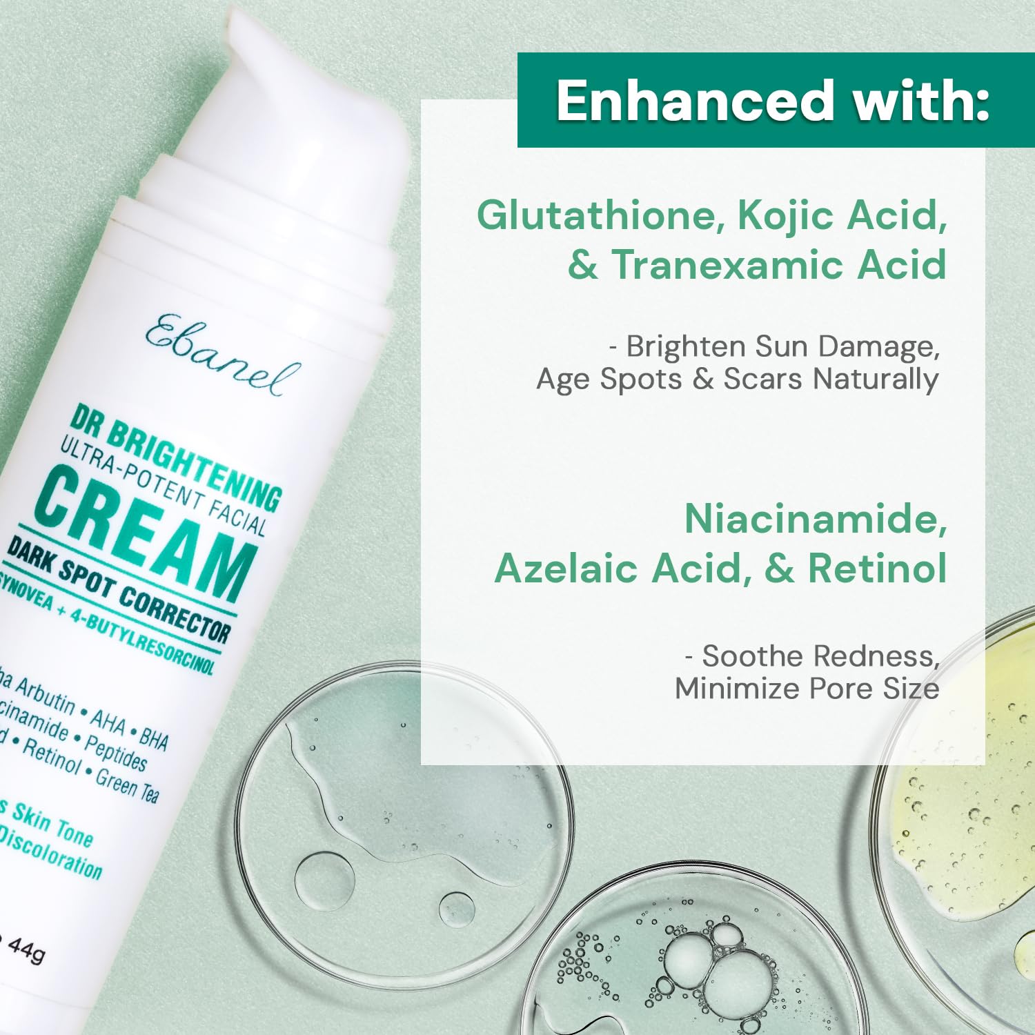 Ebanel Dark Spot Remover for Face & Body, Skin Brightening Cream with Synovea, Alpha Arbutin, Niacinamide, Kojic Acid, Dark Spot Corrector for Hyperpigmentation, Discoloration, Melasma, and Age Spots - Image 3