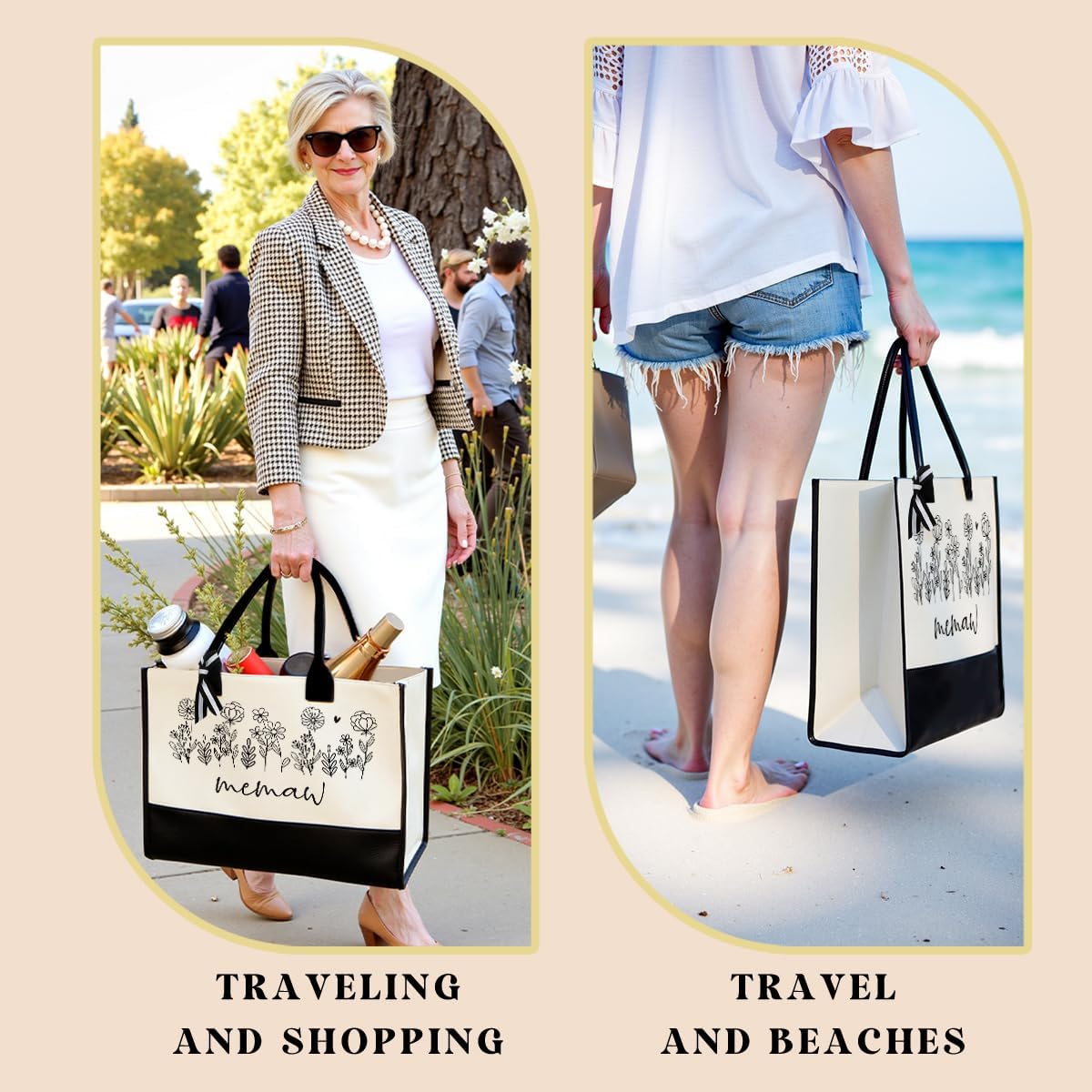 Mothers Day Gifts Grandma Mimi Gigi Mamaw Memaw Abuela Gifts Tote Bag for Women Female Holiday Vacation Beach Bag