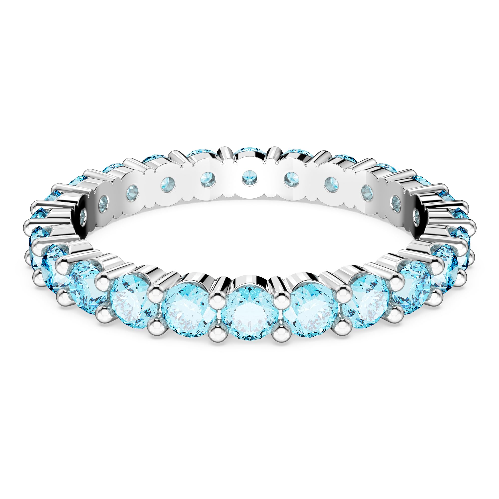 Swarovski Anello Matrix, Taglio Round, Blu, Placcato rodio