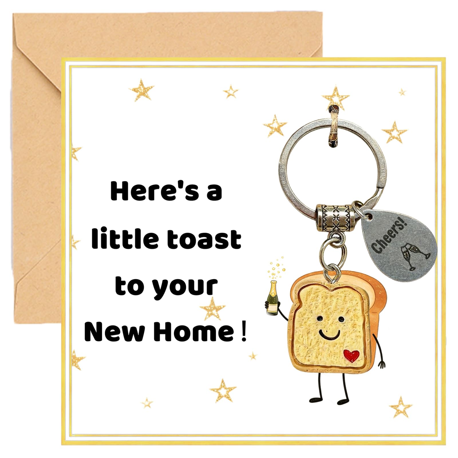 Zenthraa Unisex New Home New Job Keychain Gift, Cute Good Luck Charm For Women - Good Luck Wood Toast Keyring Gifts With Bread Slice Pendant For New Job, Congratulations, New Beginnings, Divorce (New Home)