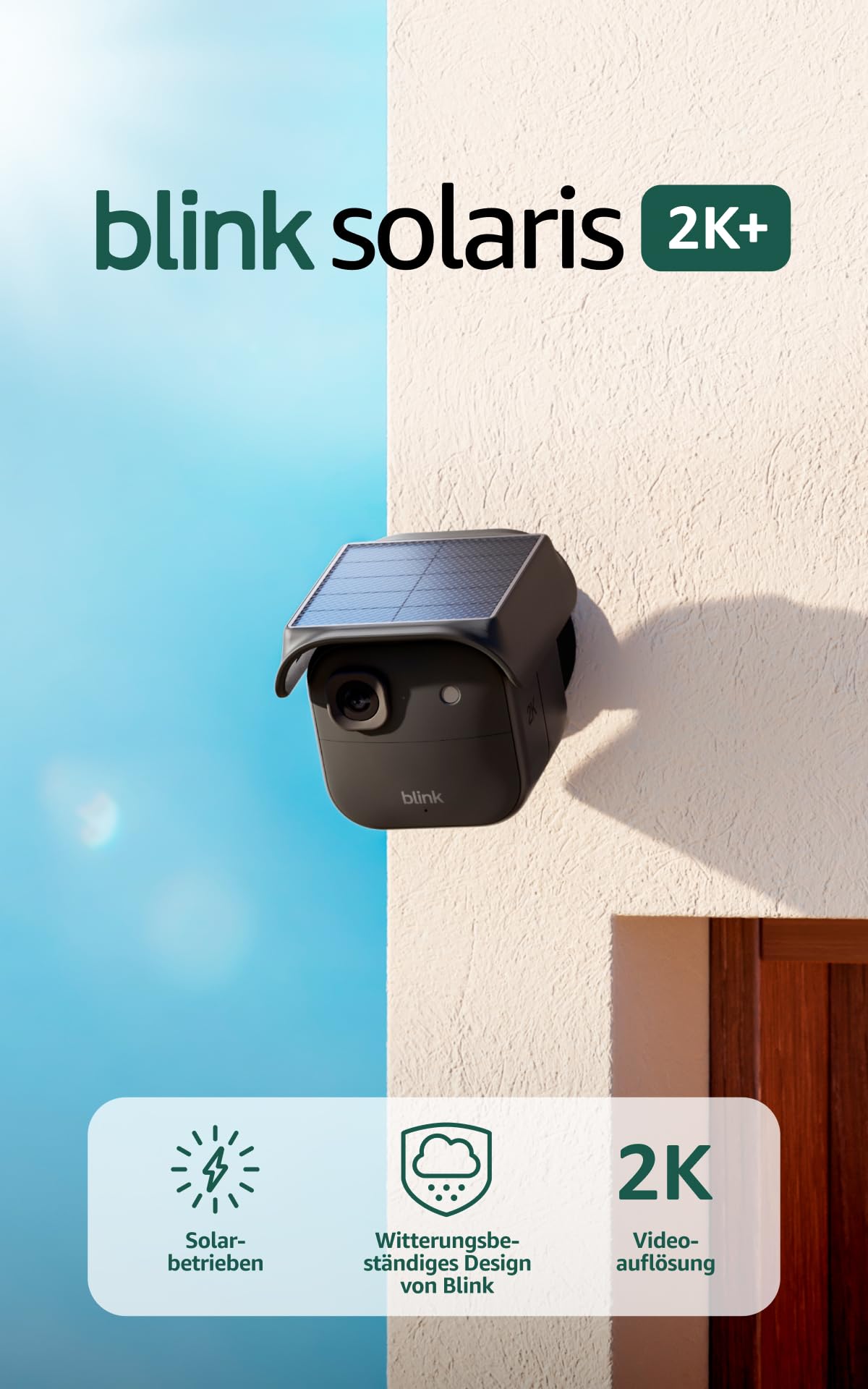 Blink Solaris 2K+ (neueste Gen.), Solarbetriebene, kabellose, intelligente Sicherheitskamera, 2K-Video, Inkl. Sync-Modul… – Ansicht 2