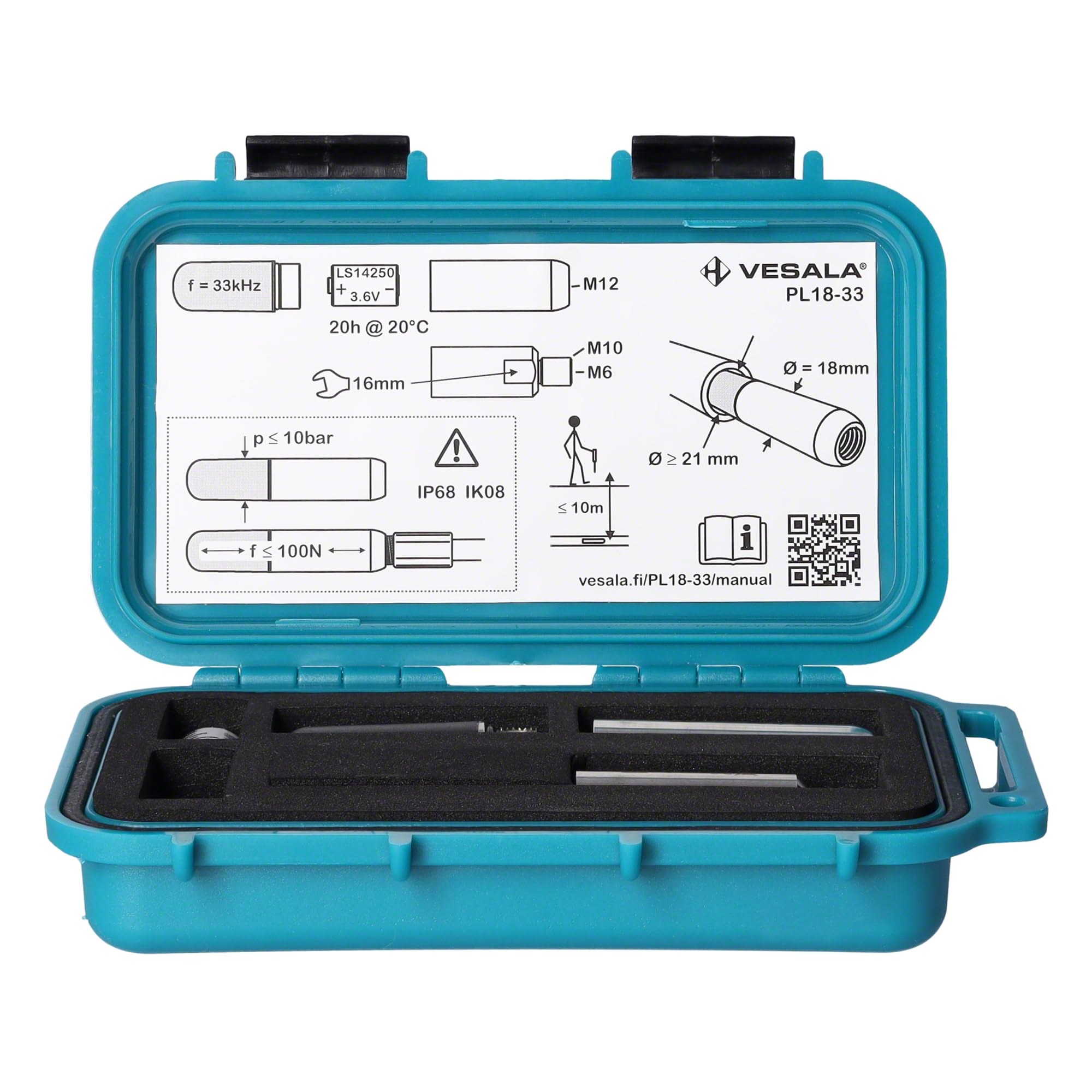 rabo Sonda de localización vScan Molch D18 Ø18 x 85 mm – 33 kHz sonda de localización/emisor para vScan, vLoc – Detección de profundidad hasta 10 m – Mini transmisor inalámbrico para localizar líneas