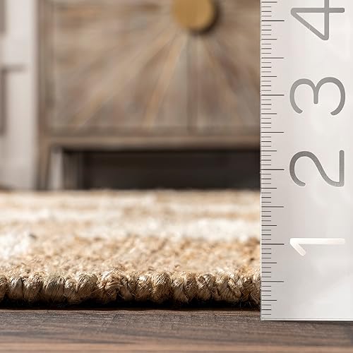 Miniatura 6 de nuLOOM Christana - Alfombra tradicional de yute a cuadros, 4 x 6 pies, color marfil