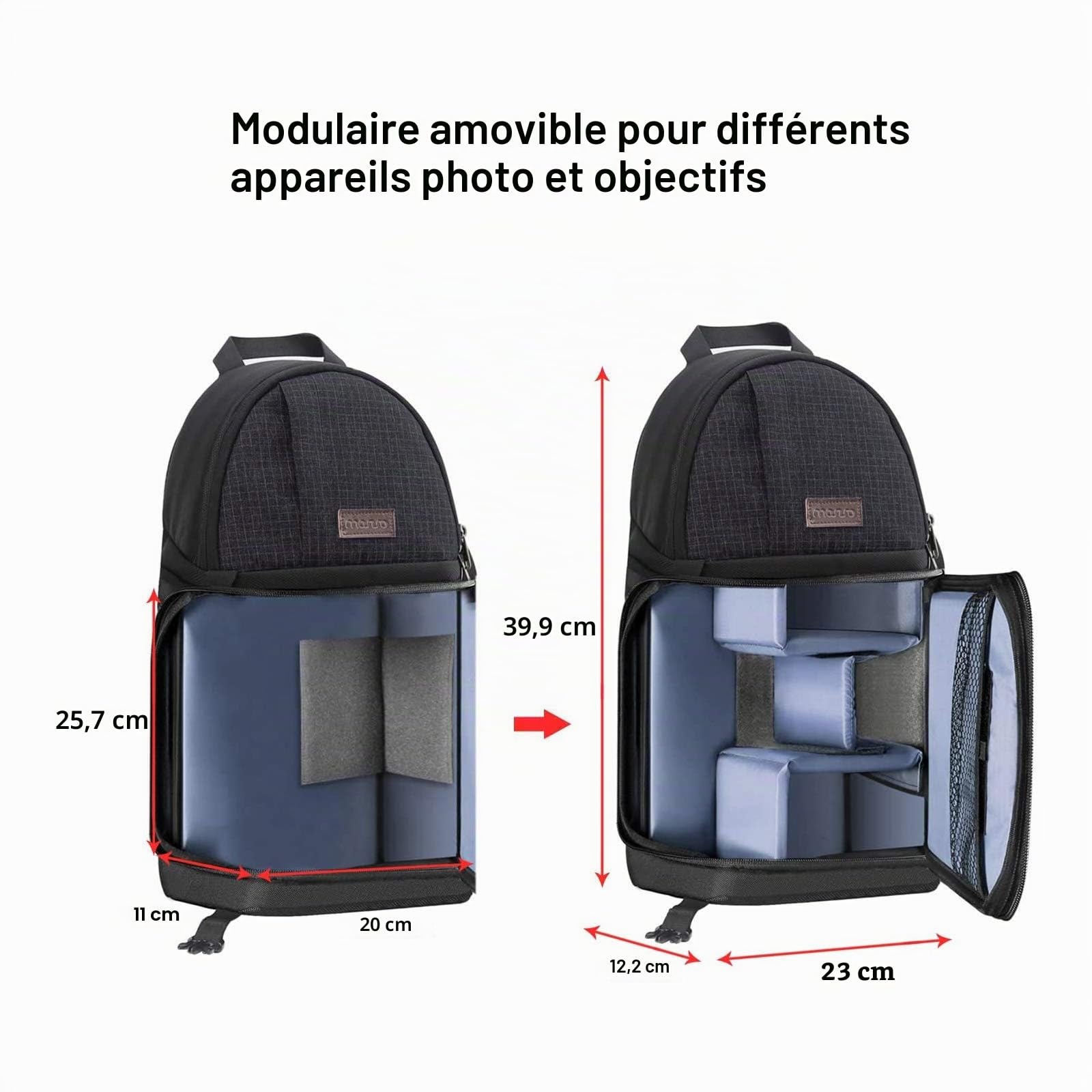 MOSISO Sac à Bandoulière Appareil Photo,DSLR/SLR/Sans Miroir Photographie Caméra,Sac à Dos Appareil Photo Antichoc avec Inserts Modulaires Amovibles Compatible avec Canon/Nikon/Sony/Fuji,Noir