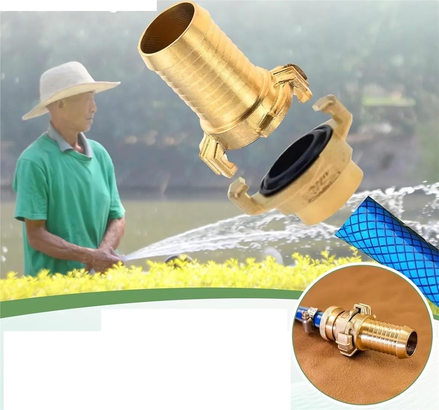 2pcs Quick Coupling 11/4 Inch (33mm) Pure Brass Quick Connect Adapter Hose Nozzle Garden Pipe Fittings Irrigation Pressure Part