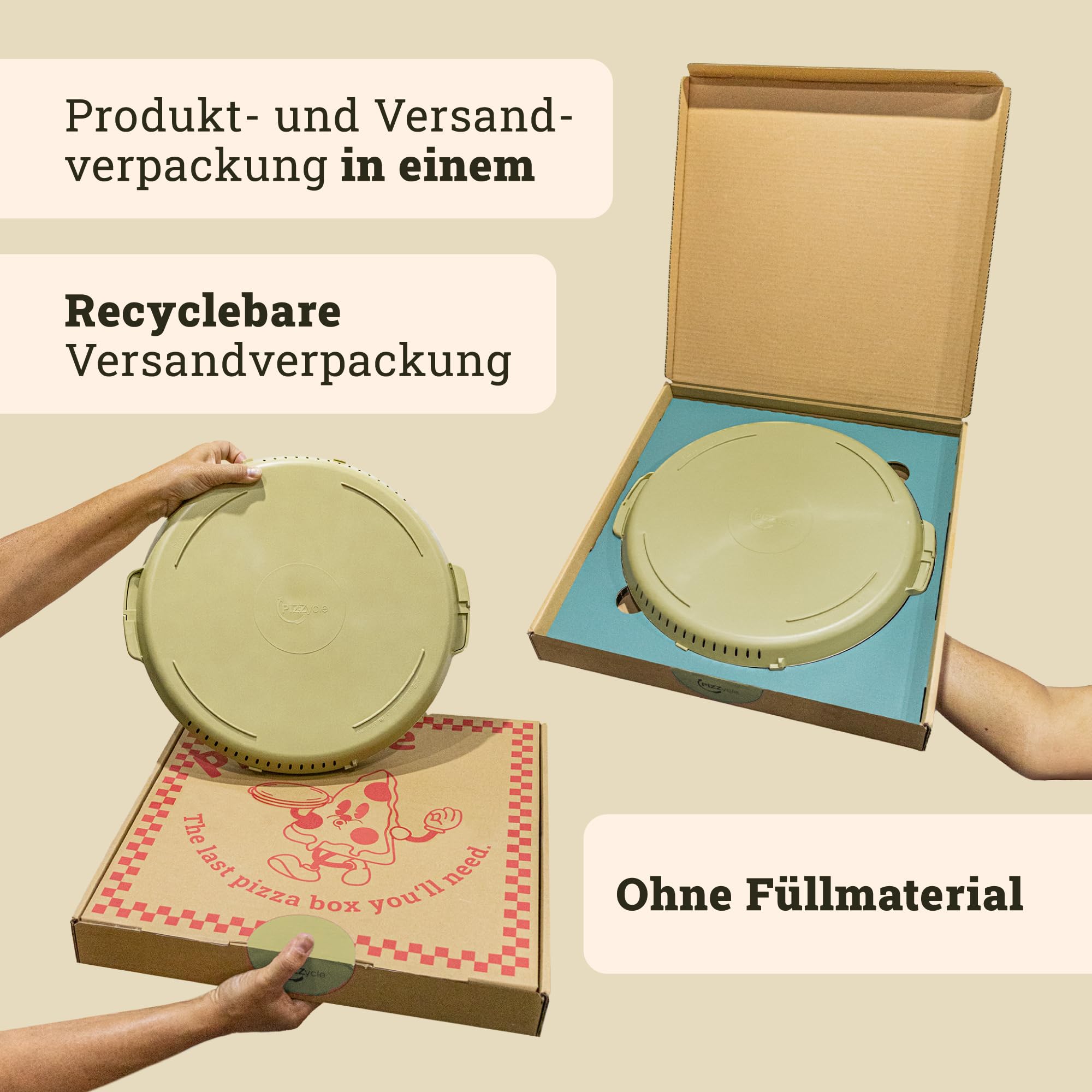 Mehrweg Pizzabox Original | Wiederverwendbare Pizza-Aufbewahrungsbox mit Deckel, stapelbar & nachhaltig - für Pizza bis 33 cm (Dough)