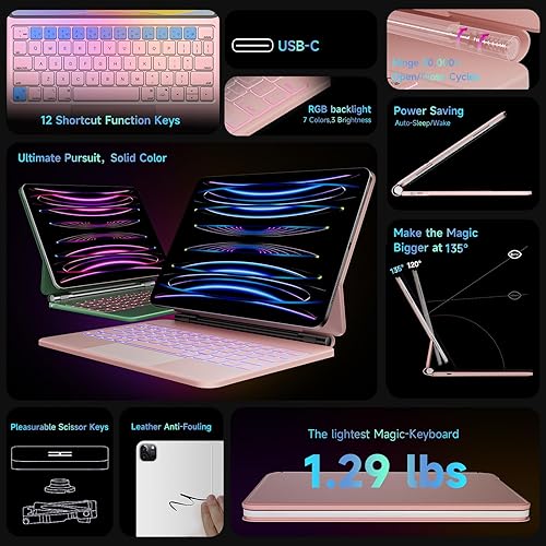 Miniatura 6 de Funda de teclado para iPad Air de 11 pulgadas 2024 (M2), iPad Air 54 generación y iPad Pro de 11 pulgadas (4321 generación) con teclado, soporte