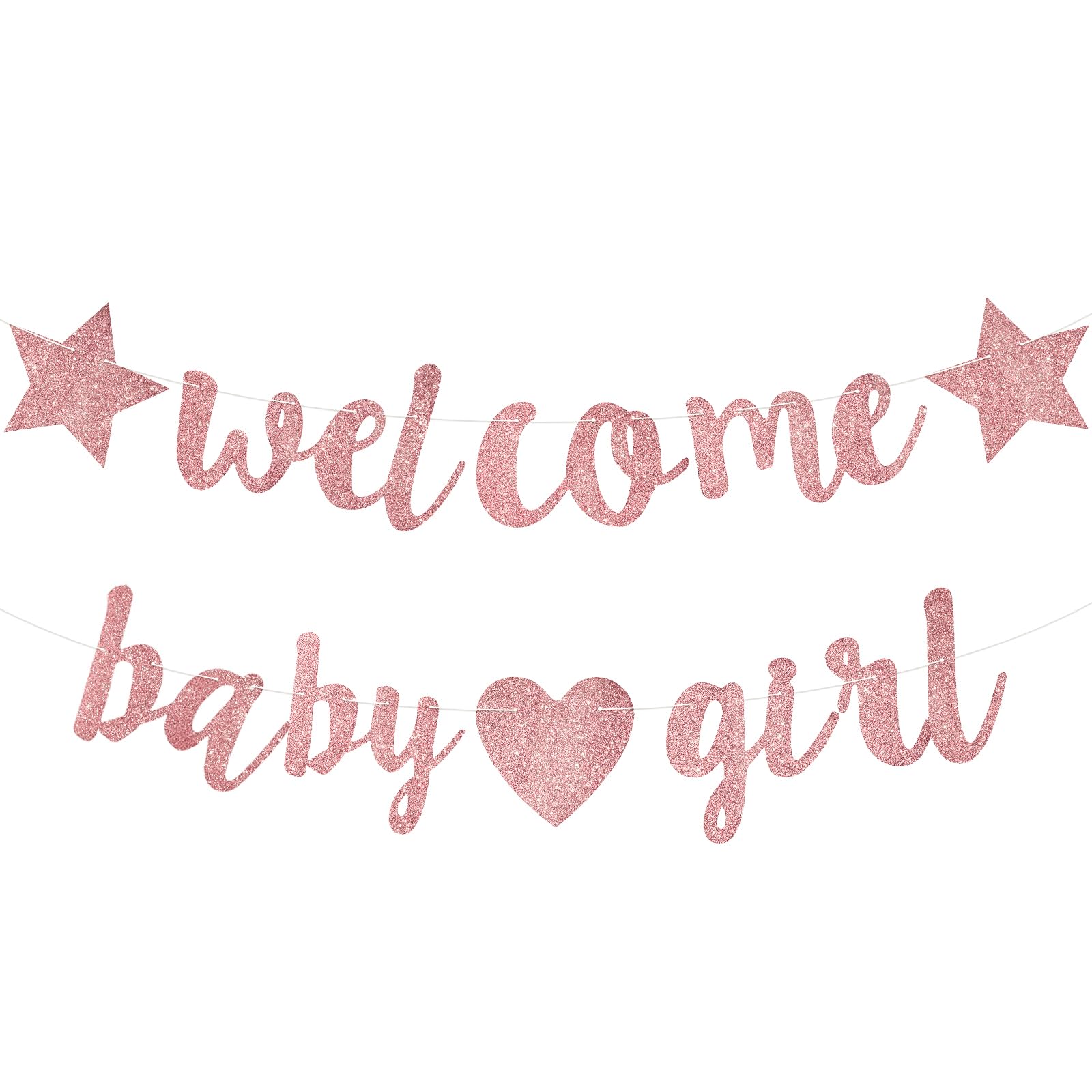 ZJHiome Baby Shower Decorations for Girl, 3M Long Baby Girl Banner, Welcome Banner, Pink Baby Shower Banner for Gender Reveal Party (Pink)