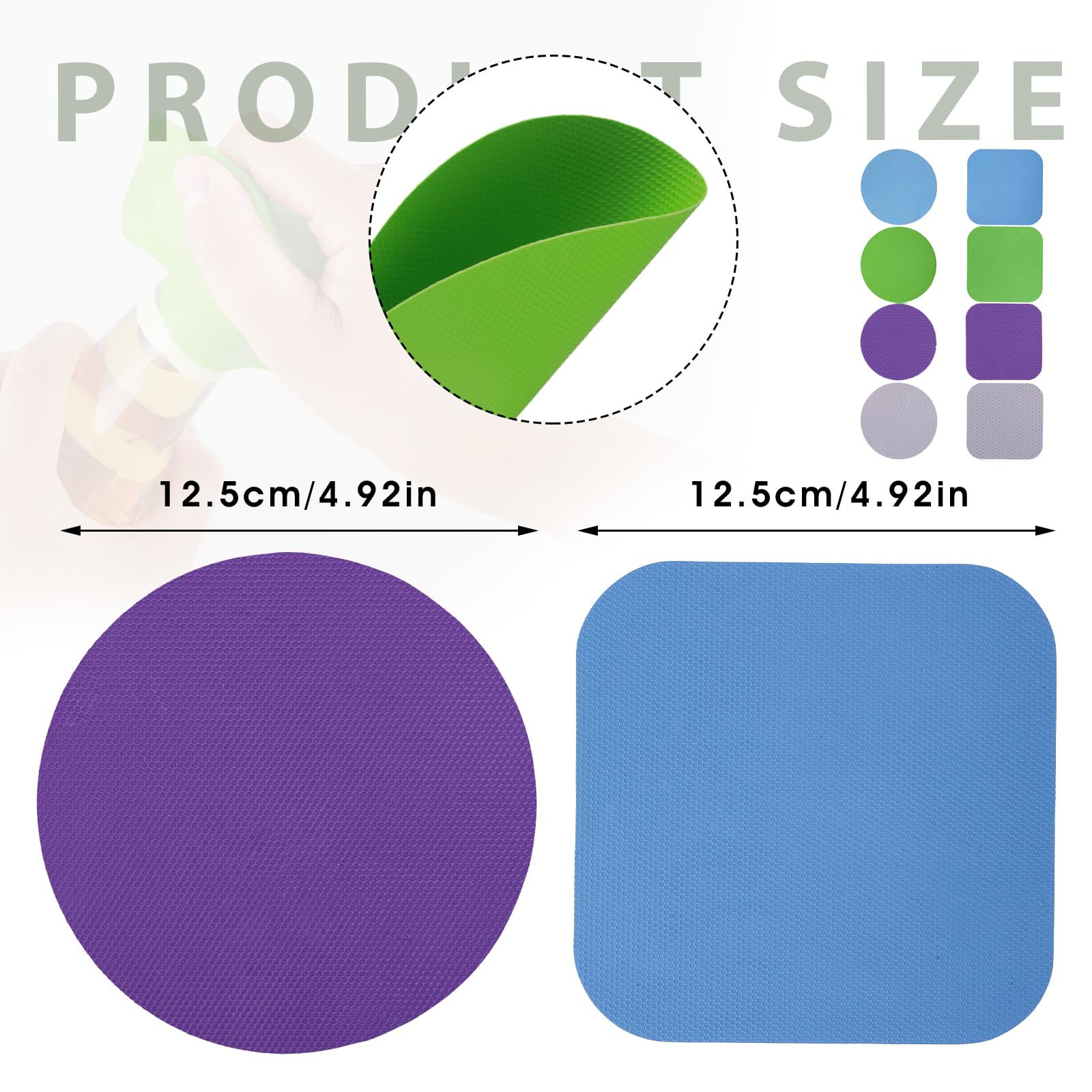 Mabor 8Pcs Rubber Grippers for Opening Jars Round Square Bottle Lid Opener Gripper for Arthritic Weak Hands Rubber Jar Can Opener Pad for Women Olds