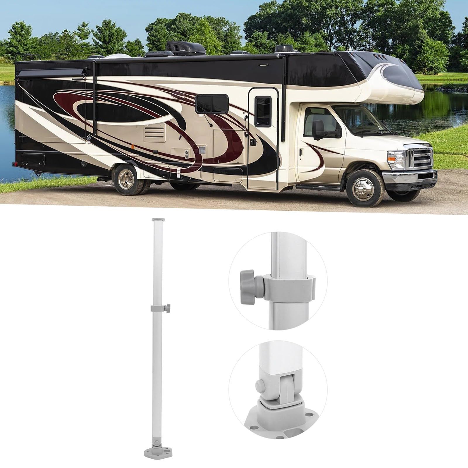 Pied de table pliable réglable pour caravane, bateau, couverture familiale, camping-car et camping-car