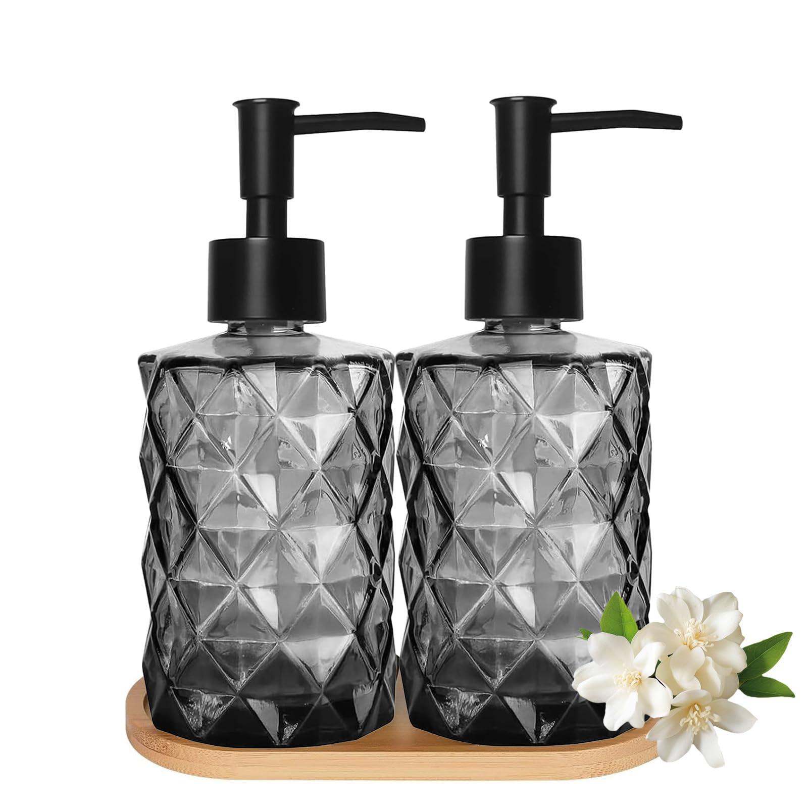 GKSCXEXE Glass Diamond Soap Dispenser Set
