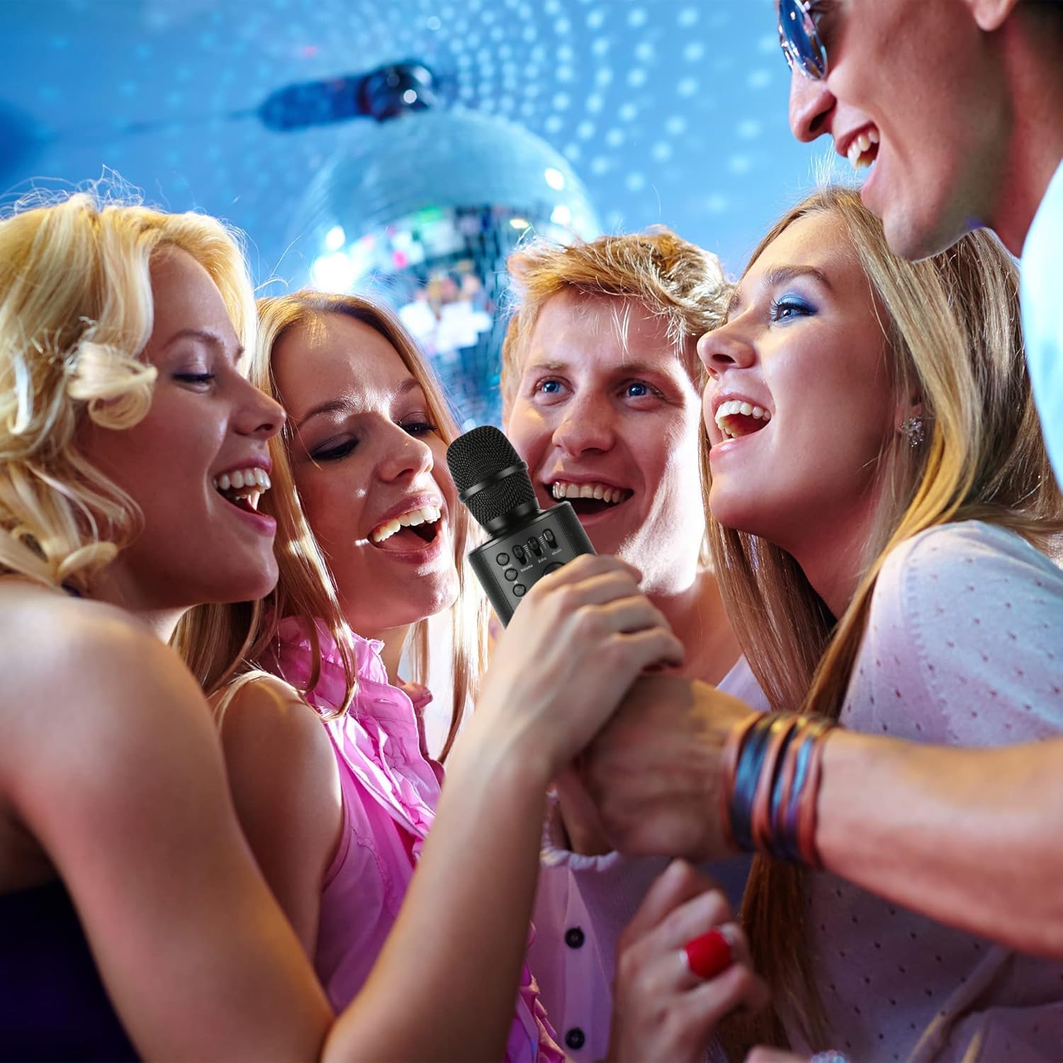 Core Innovations Wireless Bluetooth Karaoke Microphone with Built-in Speakers + HD Recording, Portable Handheld Mic | Black