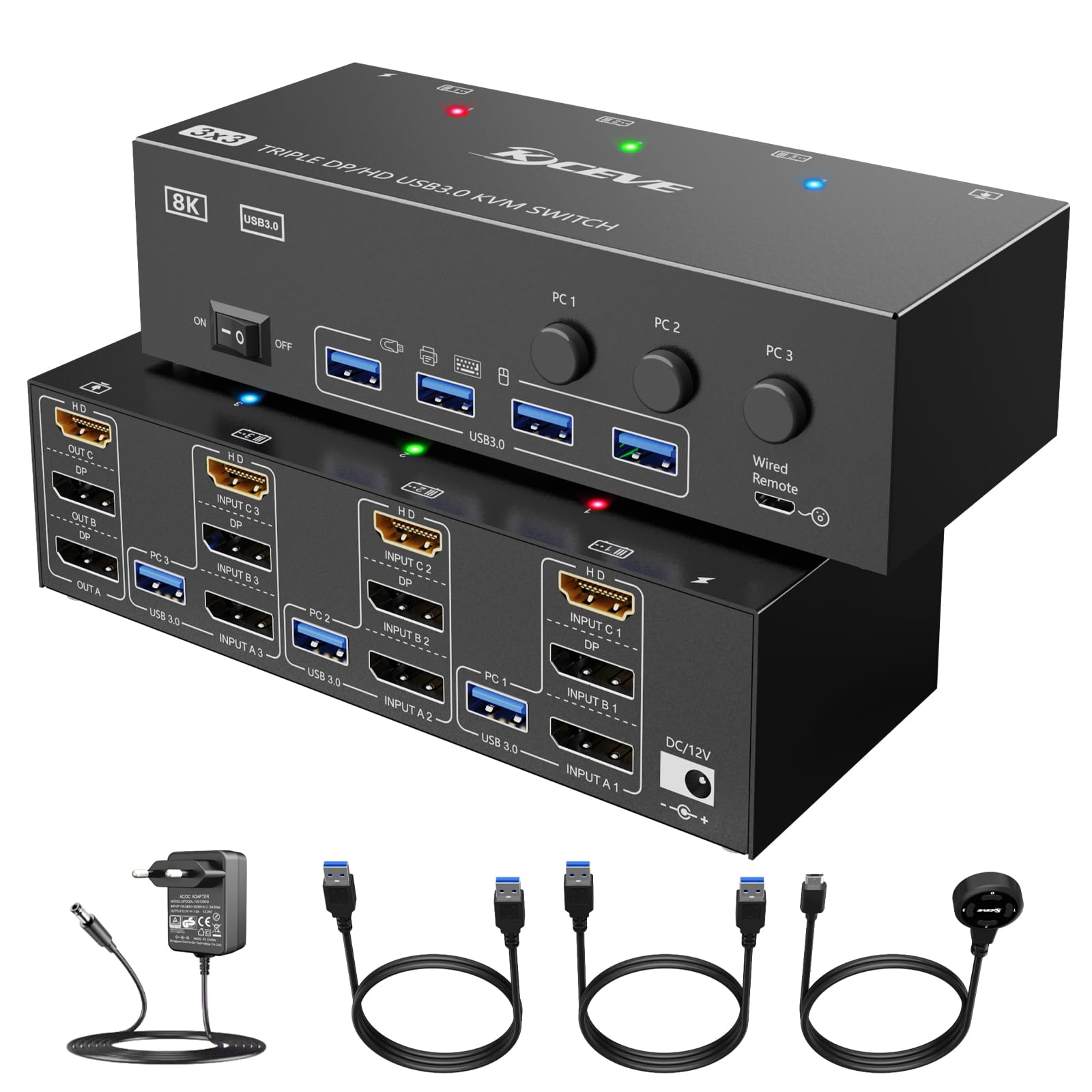 Amazon.com: 8K KVM Switch 3 Monitors 3 Computers HDMI +