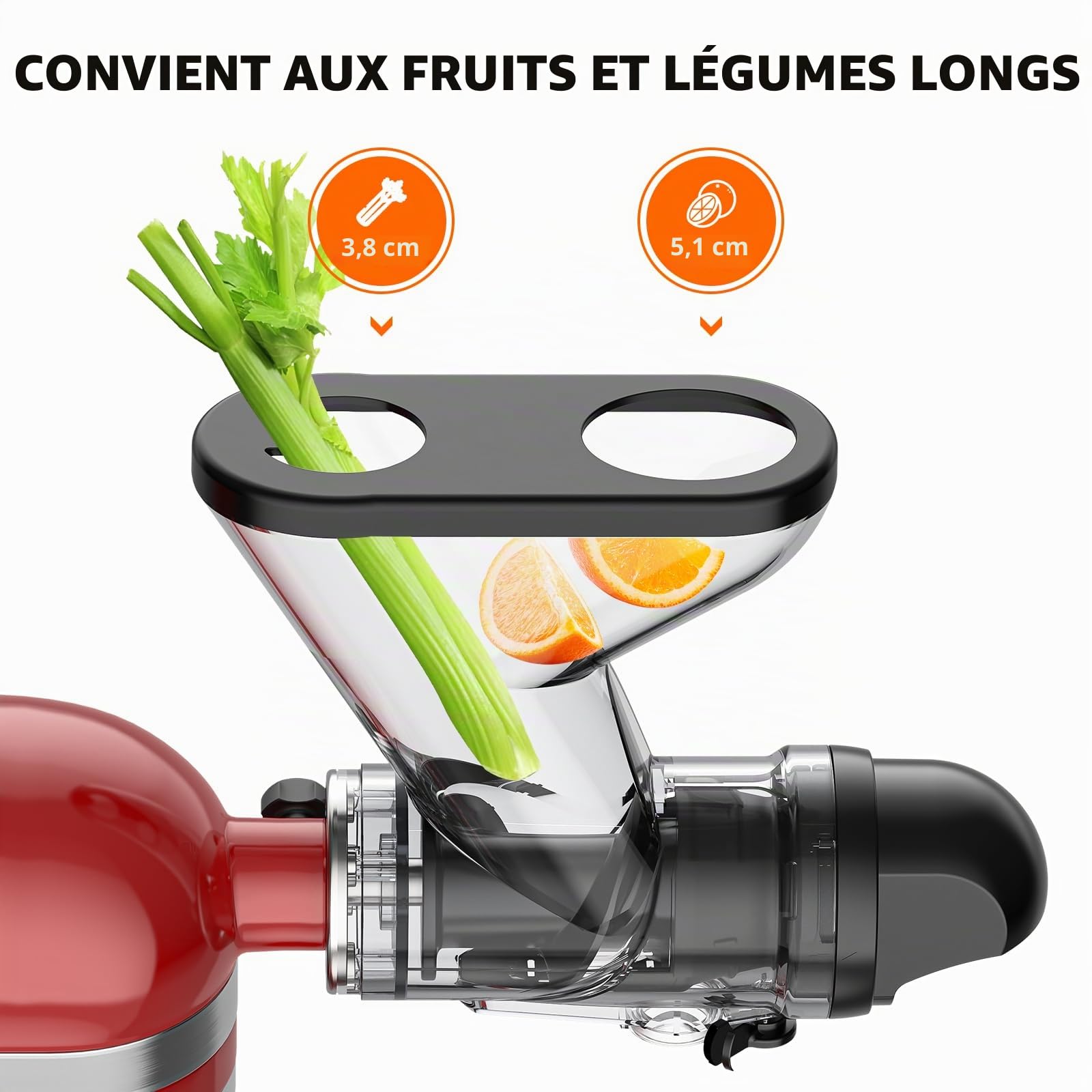 GVODE Accessoire pour presse-agrumes pour KitchenAid, presse-agrumes à froid, presse-agrumes pour Kitchen Aid avec double goulotte d'alimentation, accessoire pour Kitchen Aid