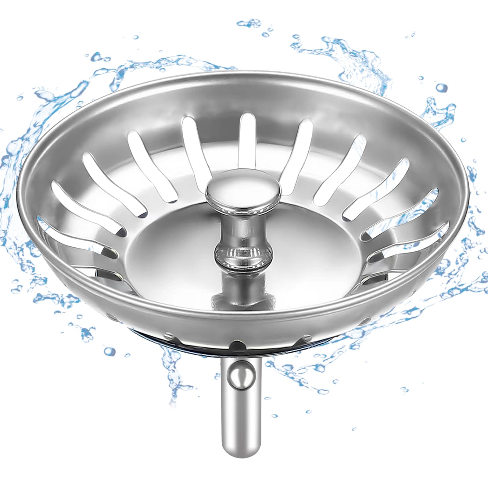 Bouchon d'Evier de Cuisine 80mm Acier Inoxydable Panier Bonde Evier Crépine Universelle Anti Colmatage
