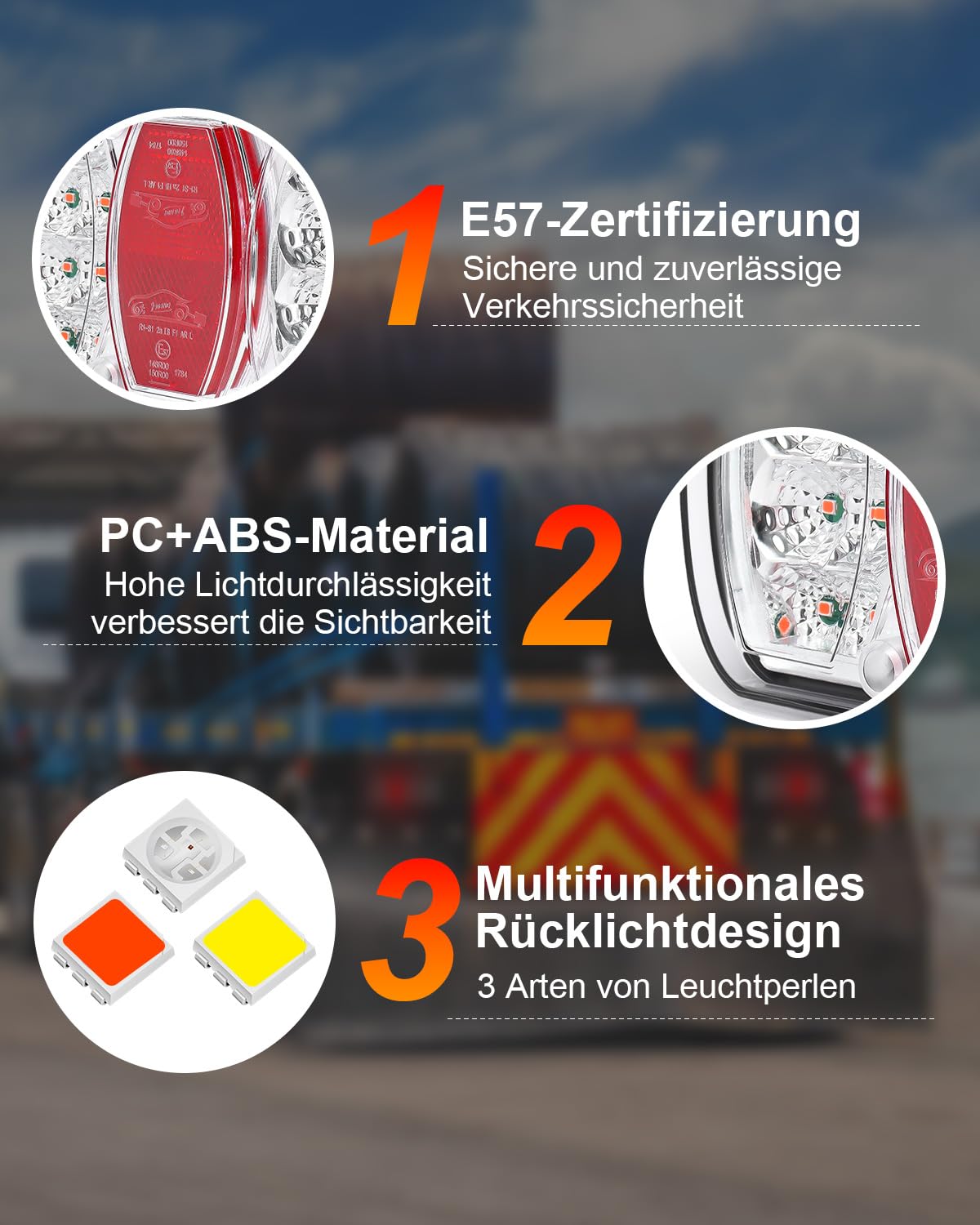 Dinfu LED Anhänger Rücklicht Set, 13-Pin Stecker Rücklicht Anhängerbeleuchtung E-Geprüfte mit 5M Kabel, für Anhänger Wohnmobile Transporter Pkw Lkw Wohnwagen