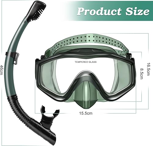 Miniatura 6 de Equipo de esnórquel para adultos, juego de máscara de esnórquel con parte superior seca, paquete de 2 máscaras de buceo, equipo de esnórquel