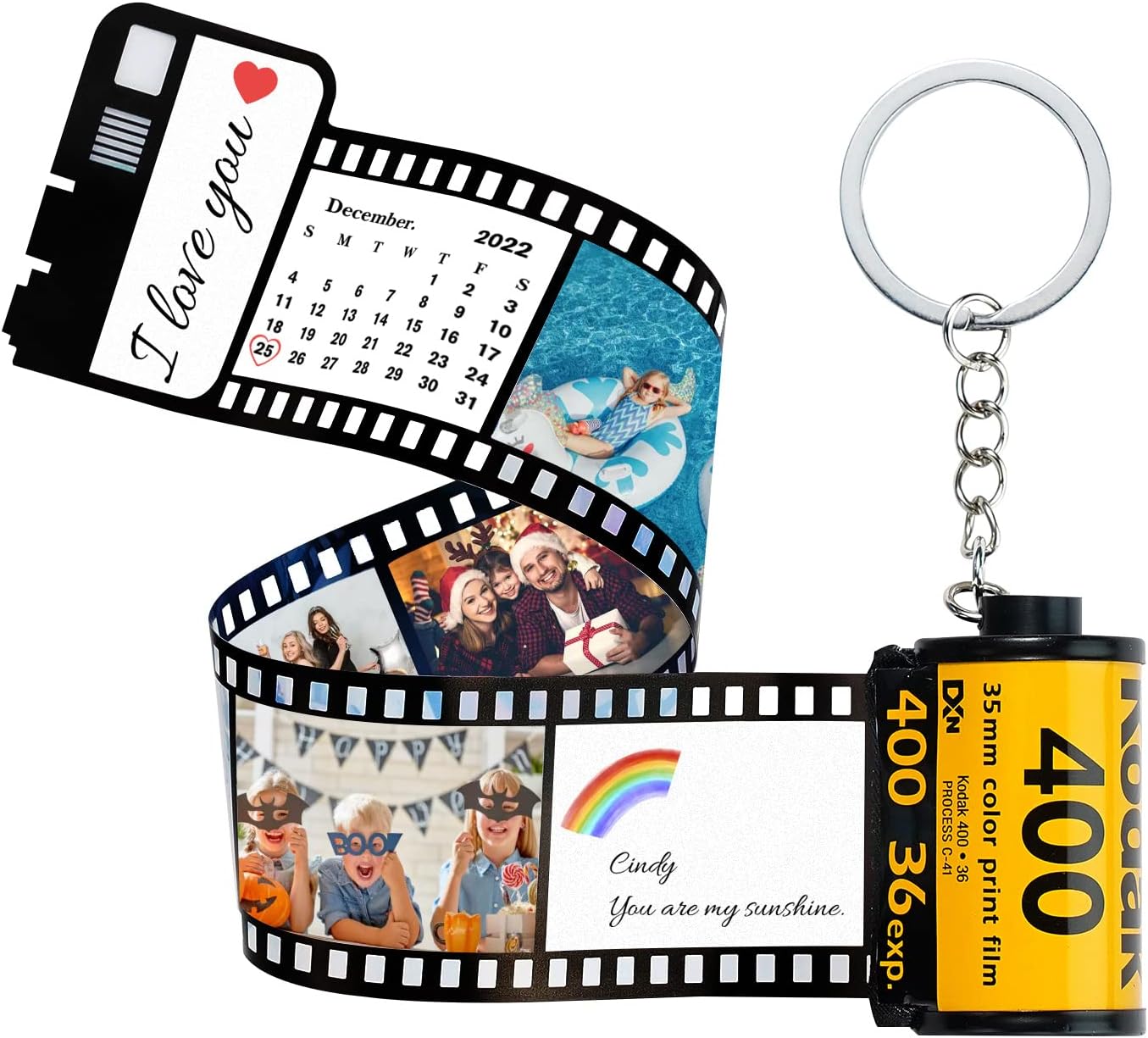 SOUFEEL Film Roll Keychain Custom Keychain with Picture Personalized Camera Memory Reel Gifts for Christmas Anniversary