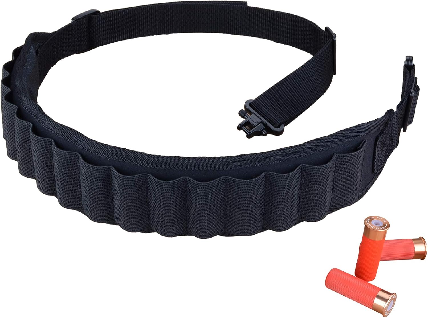 BOOSTEADY Black Shotgun Sling with Shell Holder, 2 Point Non-Slip Adjustable Ammo Sling for Shotgun - Shotgun Sling with 25 Shell Holder