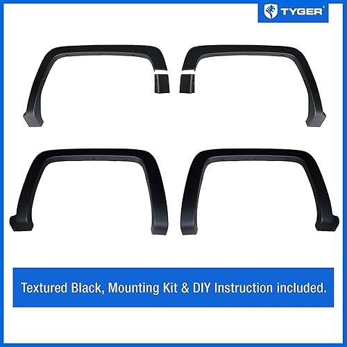 Miniatura 2 de Tyger Auto Fender Flare compatible con Chevy Silverado 1500 2014-2018 2015-2019 2500 3500HD 6.5 pies y 8 pies, estilo de fábrica pintable negro de