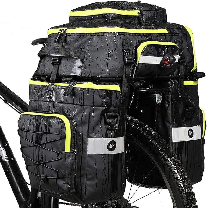 HUNTVP 3 in 1 Multifuctional Bicycle Expedition Touring Cam Pannier Bag (Fluorescent green)