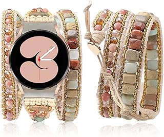 Handmade Boho Watch Band for Samsung Galaxy with Natural Stones & Beads Beaded Bracelet