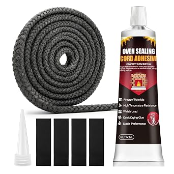 Wood Stove Gaskets, High Temp Silicone Sealant, Gasket Rope Replacement for Woodstoves and Fireplaces Door Seal, Temperature Range for Oven Barbecue Grills Fireplace