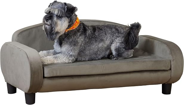 Paws & Purrs Multi-Cat Sofa Elevated Pet Bed for Indoor Cats Raised Cats Couch with Removable Washable Mattress Cover for Kittens, Dogs - 35.5 Wide, Ash