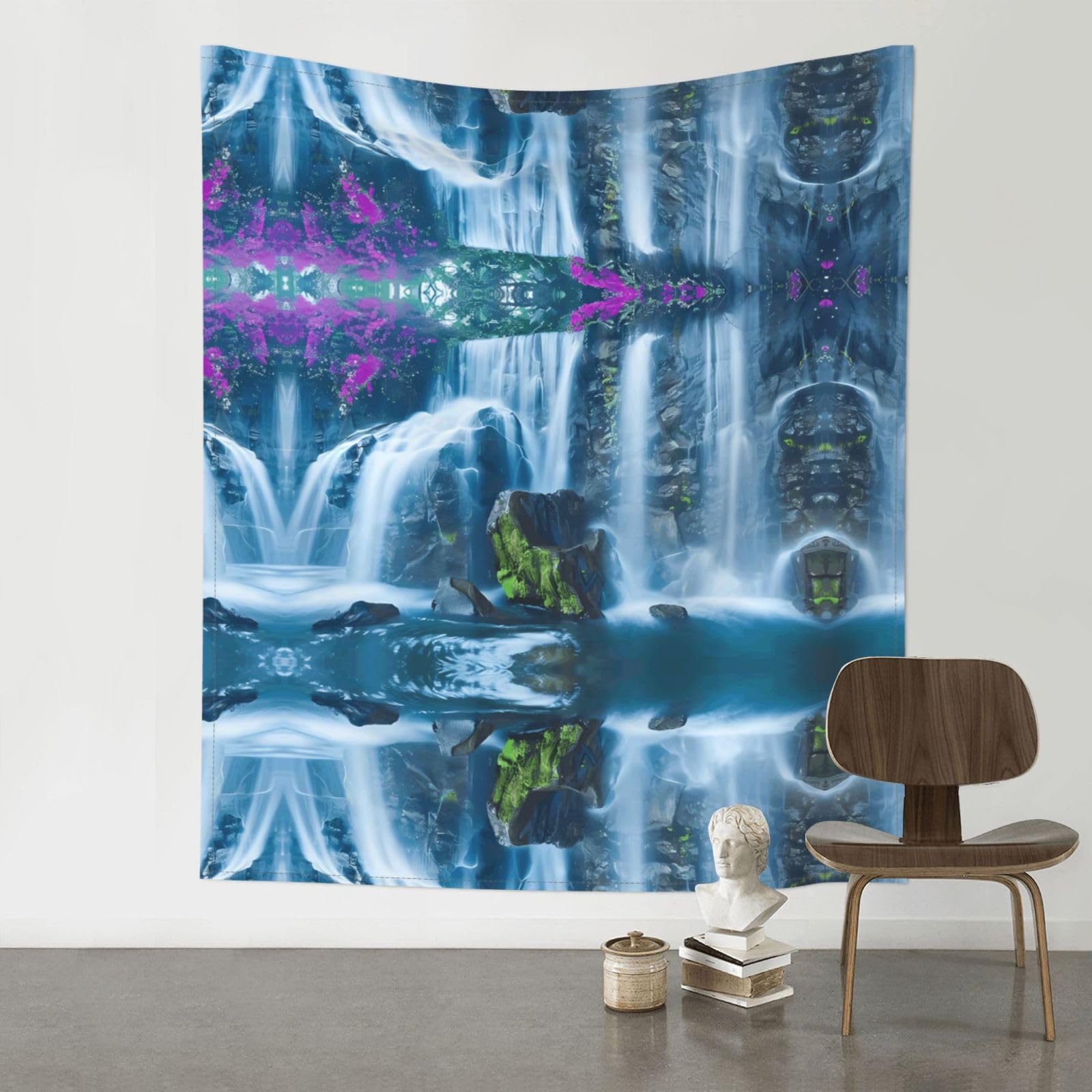 YYHWHJDE Beautiful Blue Waterfall in Hawaii Prints Wall Tapestry 60x51in - High-Grade Polyester Throw for Dorm Room Decor, Beach Blankets & Home Accent