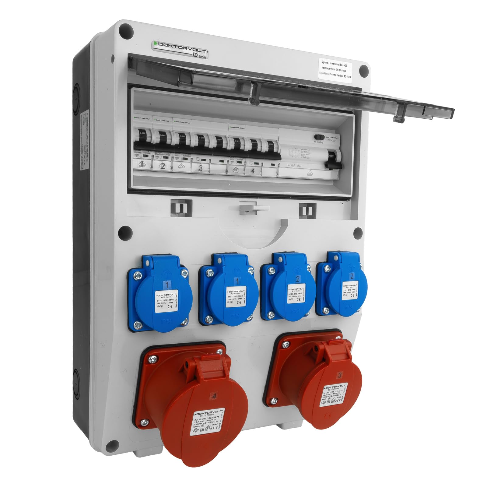 RÉPARTITEUR DE COURANT 4x 230V 2x 16A prises CEE avec fiche de câble... EUR 66,99 - FR