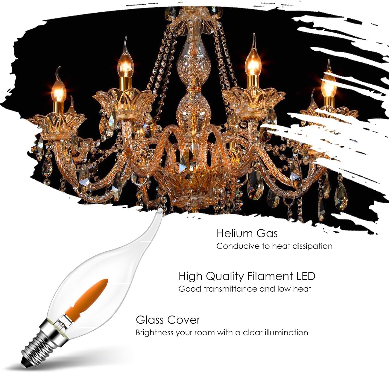 LVWIT LED Flame Tip Light Bulbs,Flickering Flame Bulbs with 2 Modes, 1W=3W, E12 1800K Non-Dimmable Realistic Fire Effect Light Bulbs for Chandelier/Home Decoration,Indoor and Outdoor Use, 6 Pack