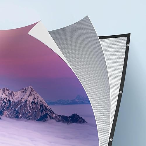 Miniatura 3 de Aurzen Pantalla de proyector portátil para exteriores con soporte, 100 pulgadas, 169 HD 4K, sin arrugas, altura ajustable, ángulo de visión de 160,