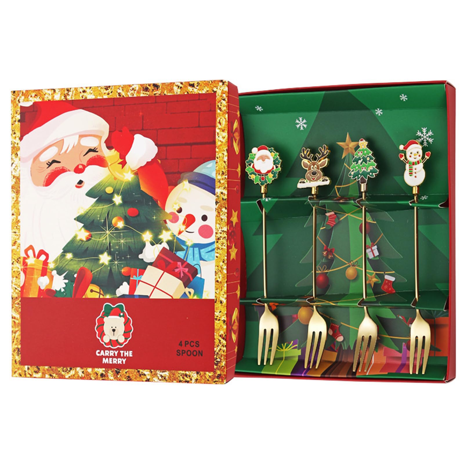TFAOYS Rustless Steel Cutlery Set 4 Piece Christmas Utensils Rustproof Design Perfect for Celebratory Meals and Occurrences Family Dinnerware Set Christmas