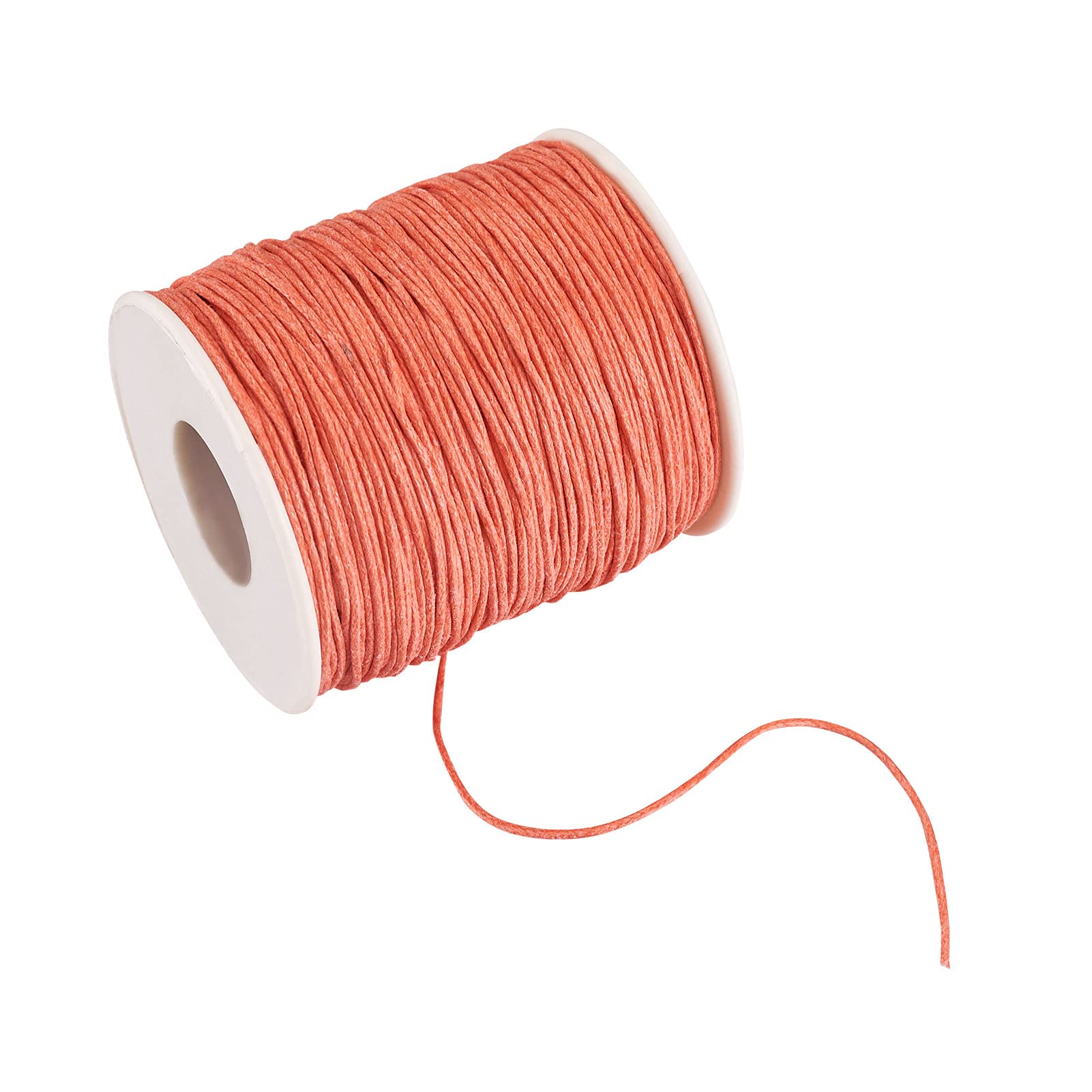 PandaHall 100 Yards/Roll Braided Cotton Cord 1mm Waxed Cotton Cord String for DIY Jewelry Making(LightCoral) - Image 2