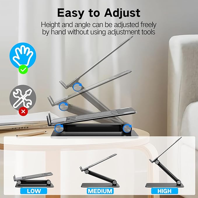 Soporte Ajustable para Notebook Metal Plegable Ventilado 10-17.3" miniatura 5
