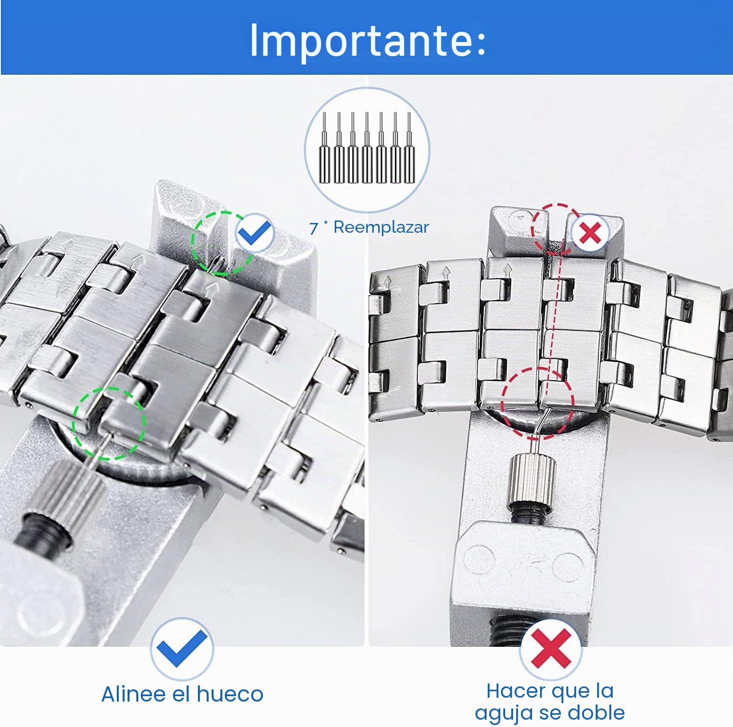 JOREST Kit de Reparación de Correas de Reloj, Ajusta y Cambia Correas, Quita Eslabones