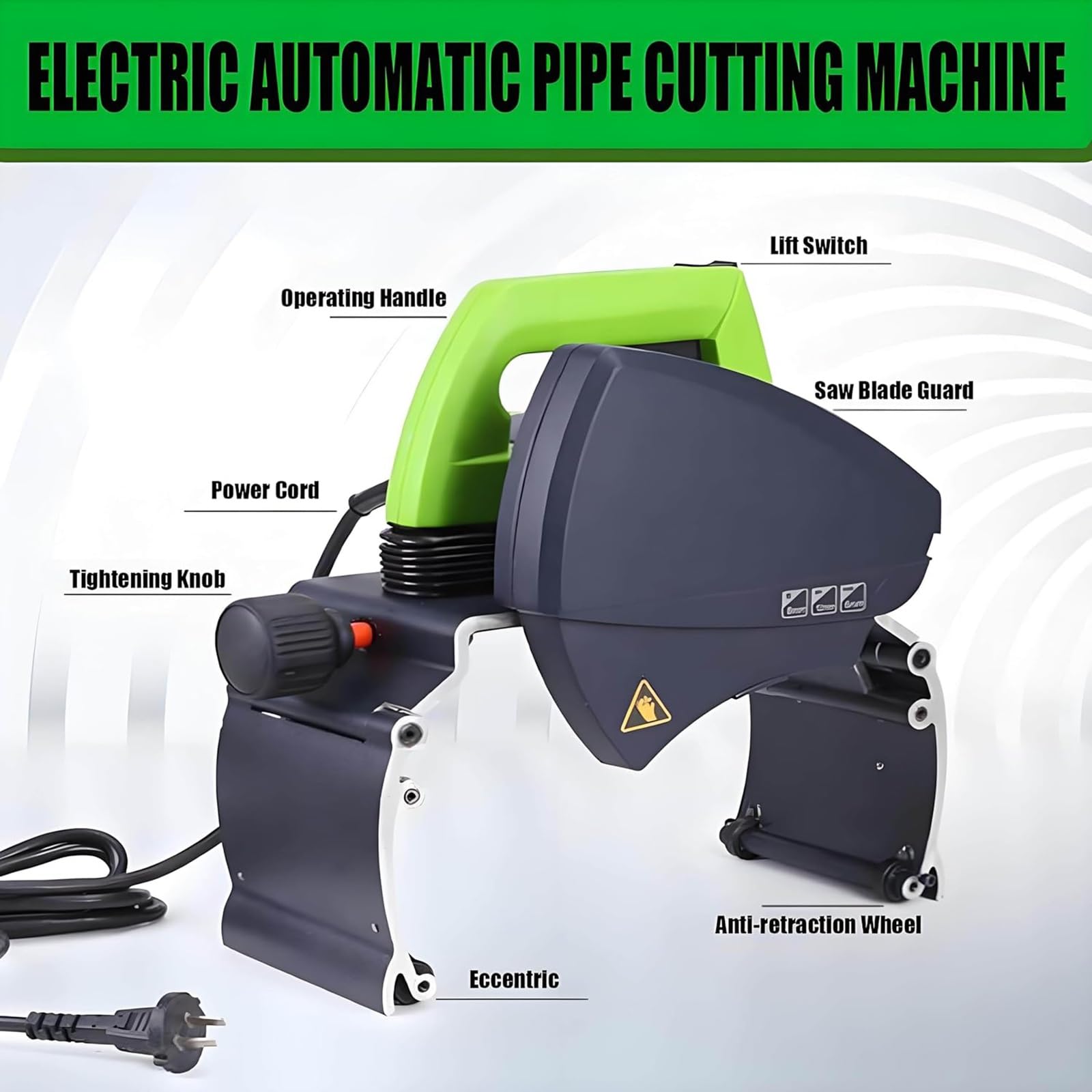 Cortatubos eléctrico: máquina cortadora portátil de Mano para Cobre, Acero, PVC, Rango de Corte de 15-400 mm, sin chispas, sin Rebabas y sin Ruido