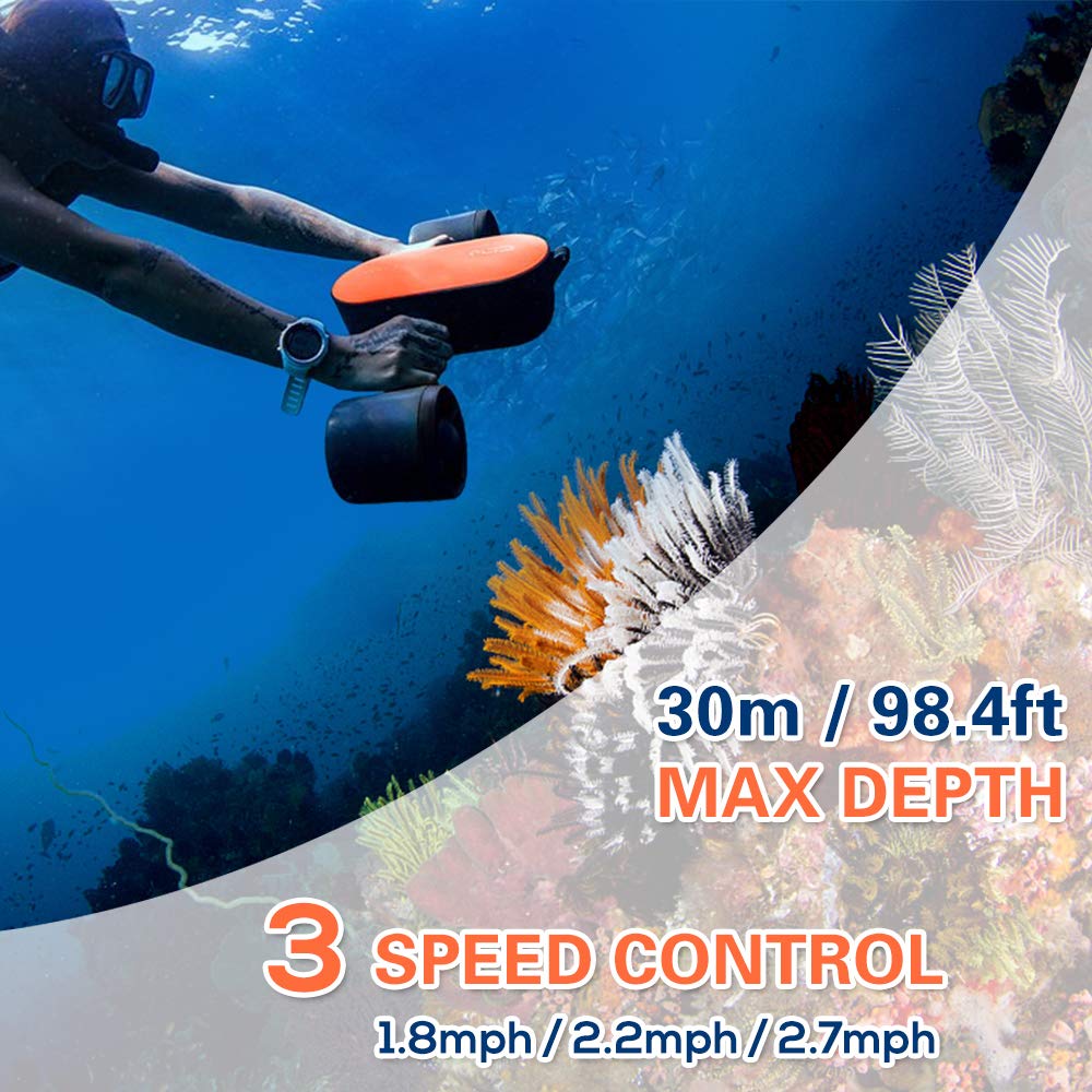 350W Electric Sea Scooter Jet Ski Underwater Scooter, 98ft Scuba Diving Equipment 45mins Swimming Pool Toys Water Scooter for Beginners Adults
