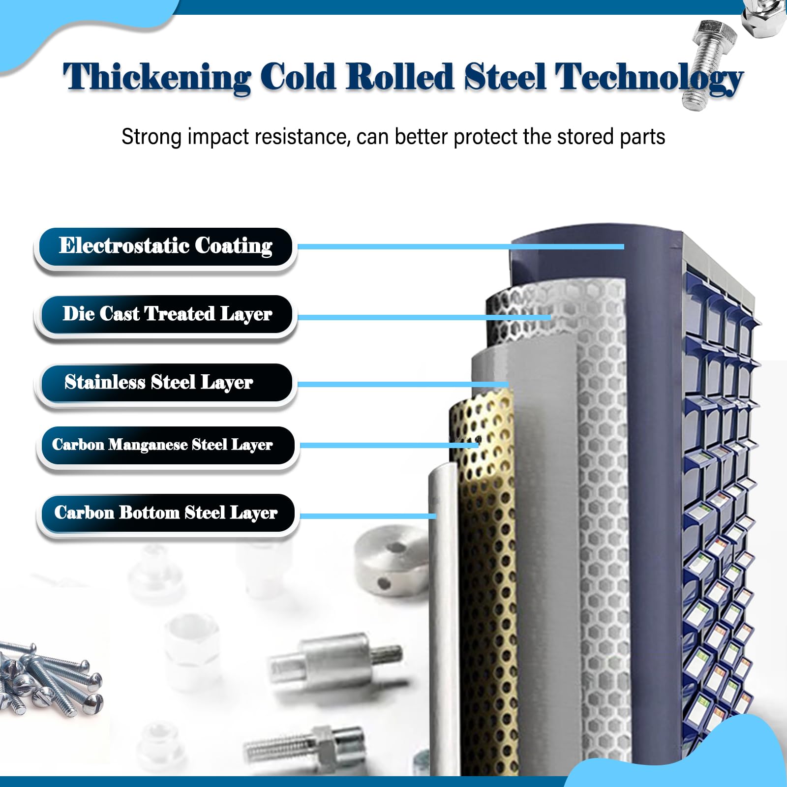 LGXEnzhuo 60 Drawers Part Cabinet Nut and Bolt Organizer Bolt Bin Cabinet Small Metal Parts Organizer Bolts Screw Storage with Two Lockable Large Drawers