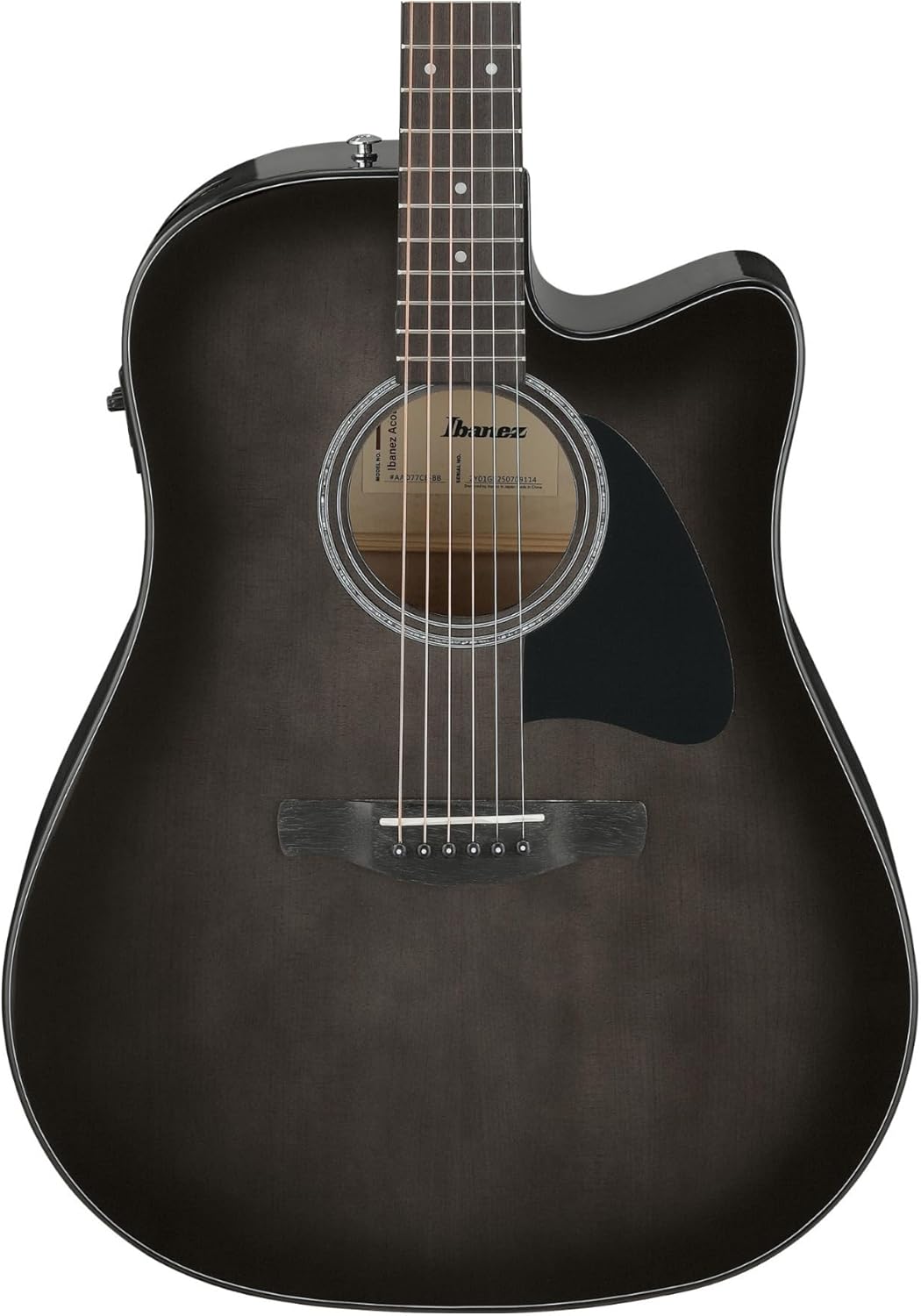 Ibanez AAD77CE Transparent Black Sunburst High Gloss Acoustic Electric Guitar
