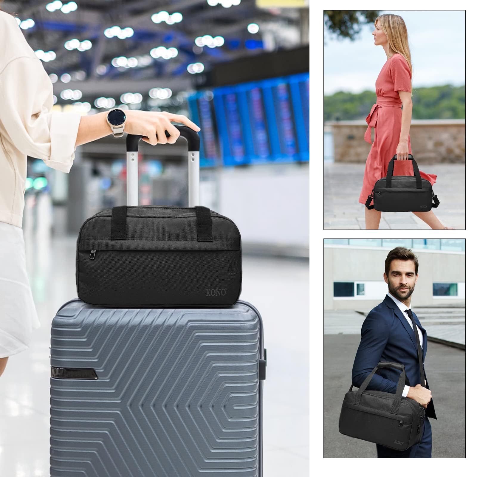 Kono Sacs de Voyage Easyjet 35x20x20, Bagage à Main Cabine sous Le Siège, Valise Weekend pour Homme et Femme, Léger Transport Imperméable, Sport et Polochon Fourre-Tout