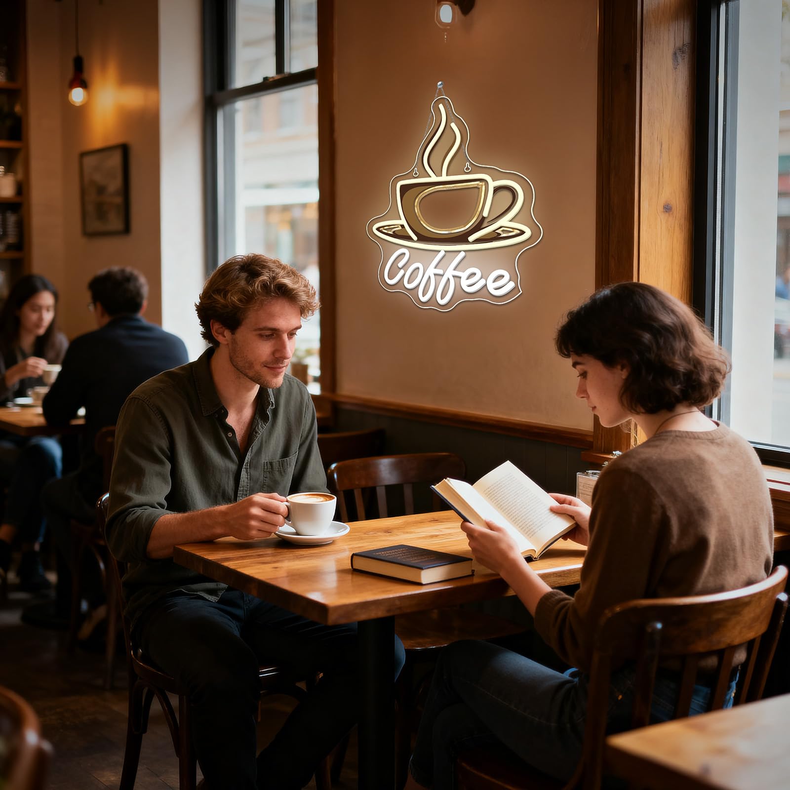 ineonlife Coffee Neon Led,Café Lettre Lumineuse, Neon Mural pour Décoration,Néon Led pour Bistrot,Food Truck Café,Coin Café,Magasin de Boissons,Cuisine,Chambre,Cadeau