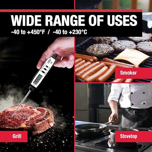 Miniatura 4 de CDN Termómetro ProAccurate de bolsillo, lectura instantánea, punta de acero inoxidable de 2.75 pulgadas, impermeable, inastillable, ideal para