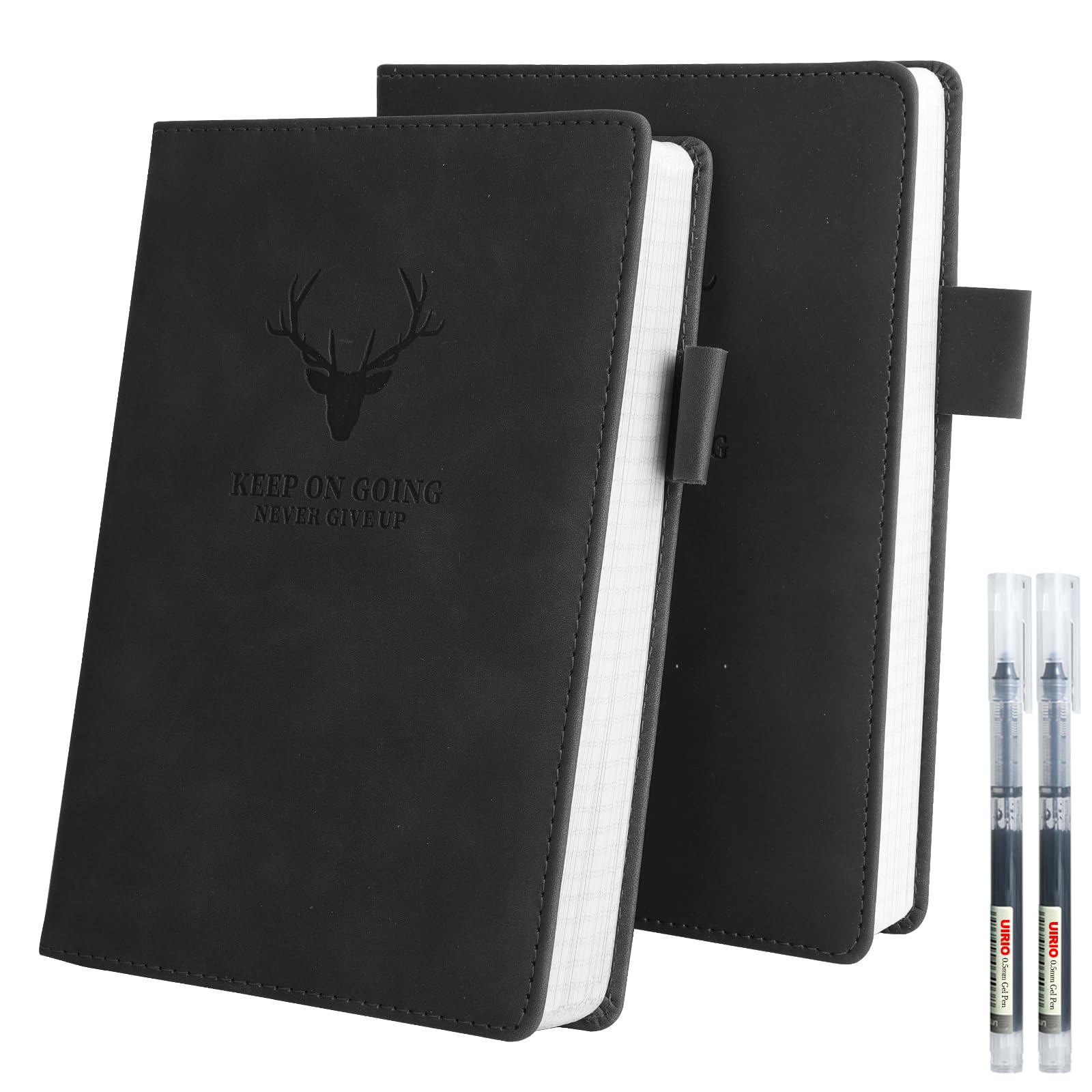 Executive Ruled Paper UIRIO 2 Pack Notebooks and Journals (Black) - B5 Lined Paper with 360 ...