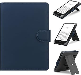 HoYiXi Universal Case for 6-6.8'' E-Book Reader - Compatible with Kindle/Kobo/PocketBook/Tolino/Sony - Leather Stand Cover, Navy